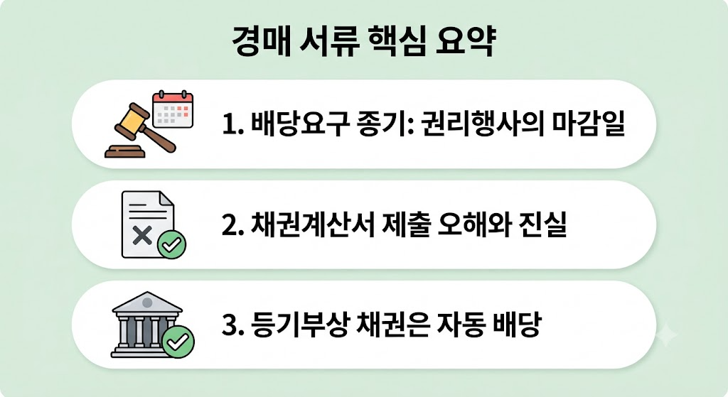 경매 개시결정문 속 숨겨진 비밀: 배당요구 종기와 채권계산서 제출의 허와 실 1 배당요구 종기
